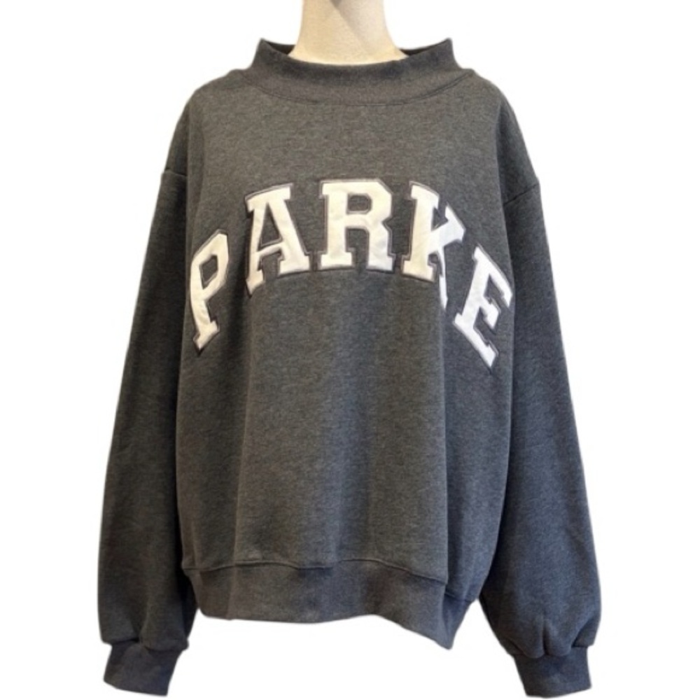 Parke Stormy Grey + White Fleece Mock Neck Sweatshirt